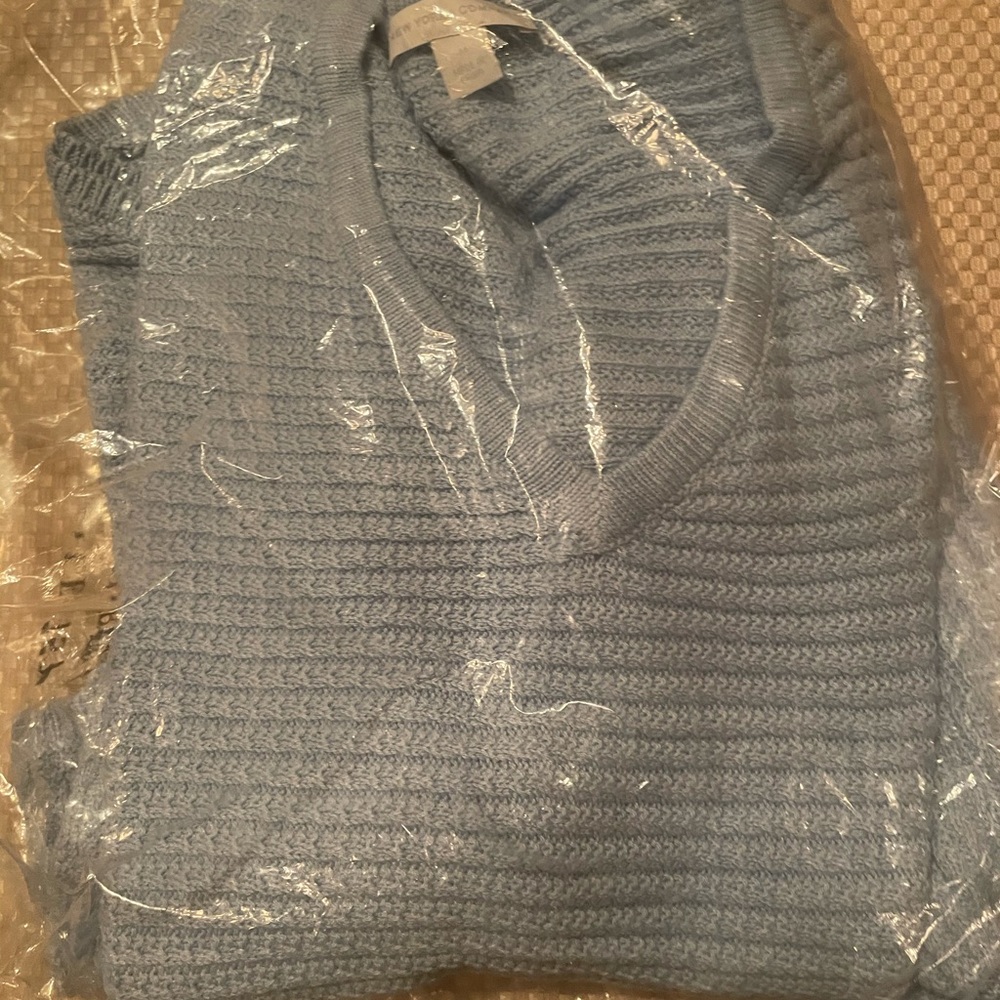 NWT NEW YORK & CO V-Neck Dolman Tunic Sweater BLUE MEDIUM - Picture 3 of 9